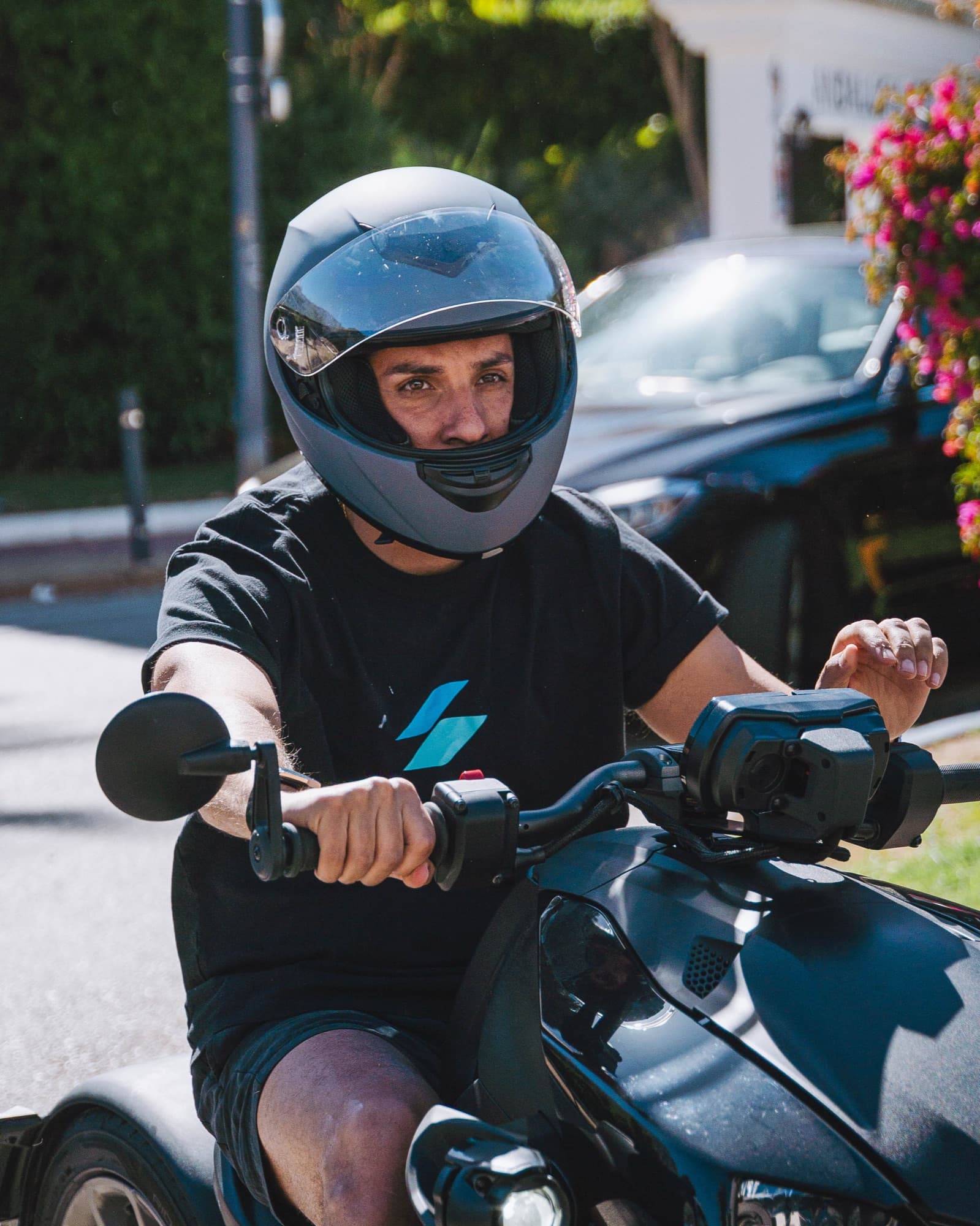 Rider on a Can-Am Ryker through the streets of Marbella