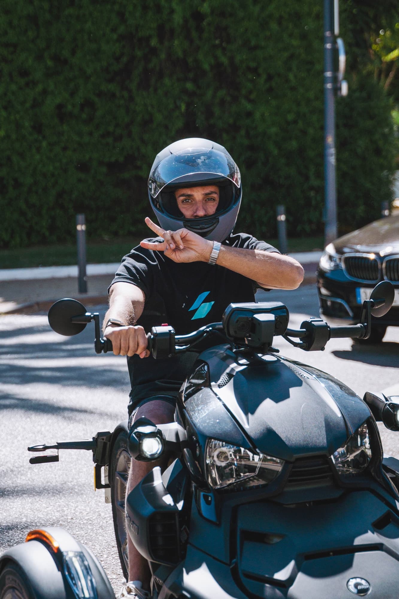 Rider on a Can-Am Ryker through the streets of Marbella
