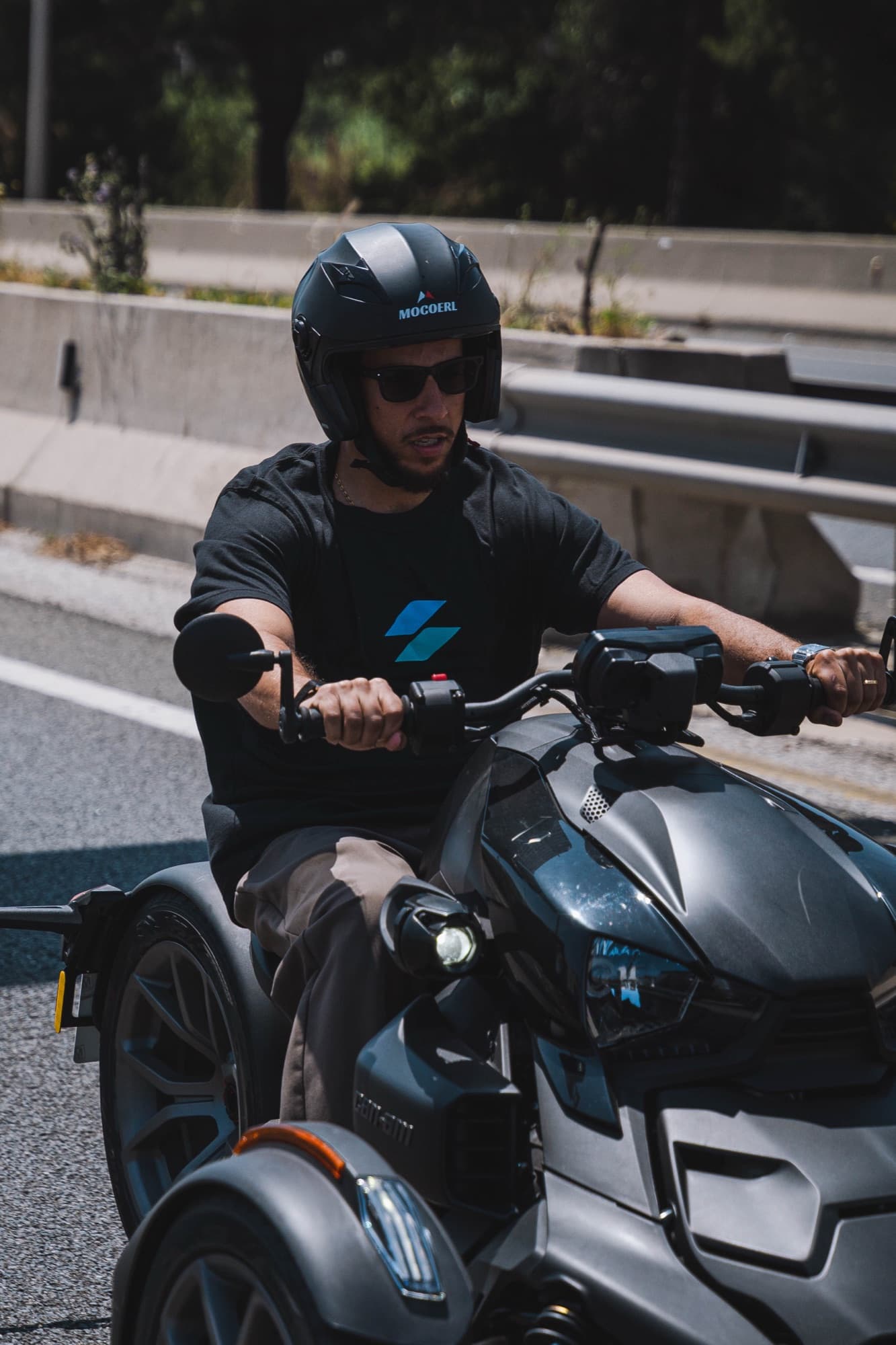 Rider on a Can-Am Ryker through the streets of Marbella