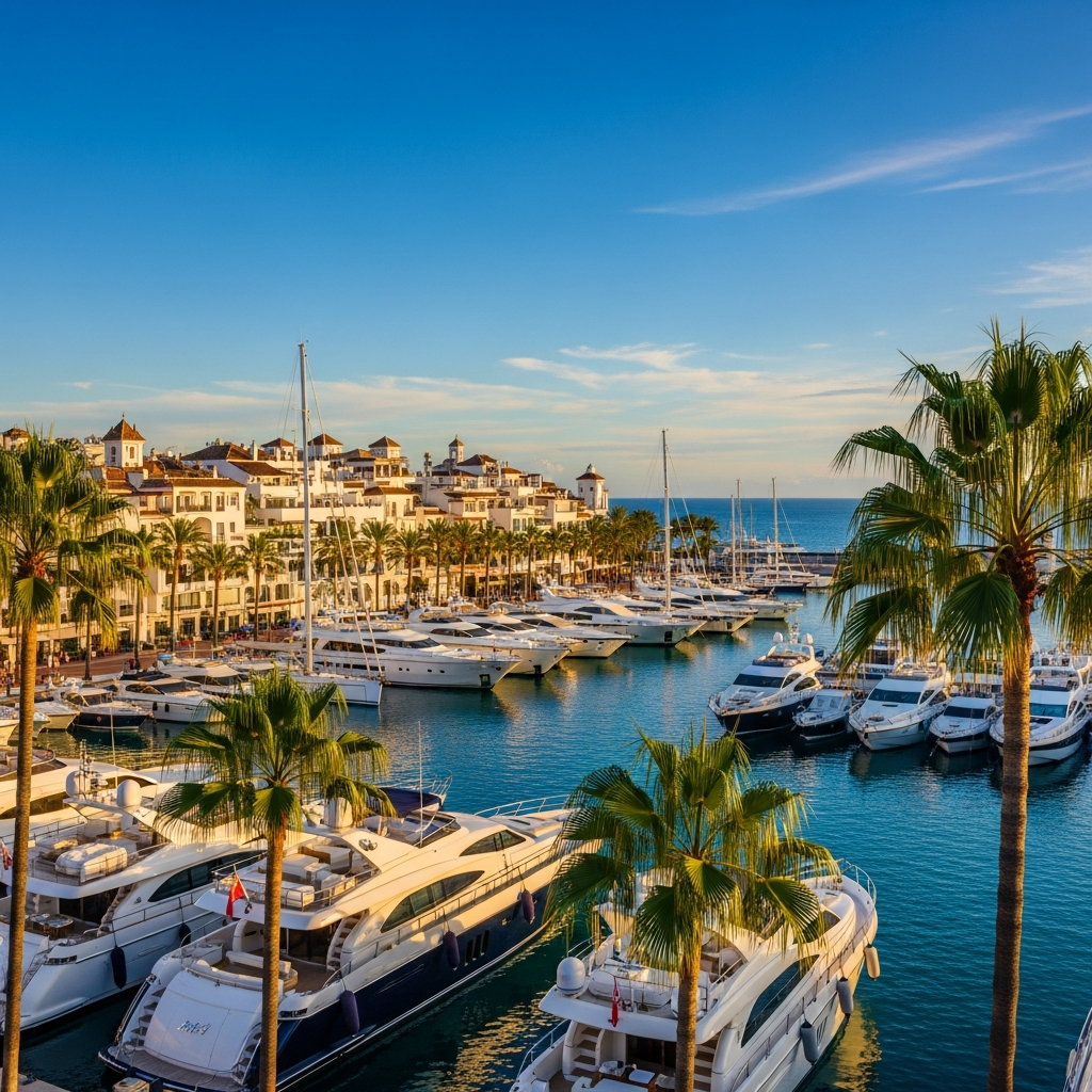 Luxury yachts at Puerto Banus marina Luxury yachts at Puerto Banus marina