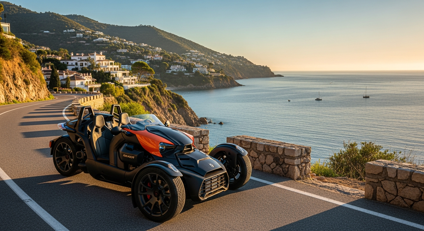 Can-Am Ryker on coastal road in Marbella — the best quad alternative